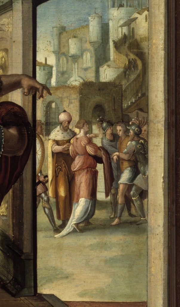 Giuseppe in fuga dalla moglie di Potifar - Museo Catharijneconvent, Utrecht, dettaglio